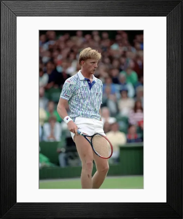 Framed Print : Wimbledon Tennis. Boris Becker Wearing Banned Shirt. June 1989 89-3895-013 Framed Print : Wimbledon Tennis. Boris Becker Wearing Banned Shirt. June 1989 89-3895-013