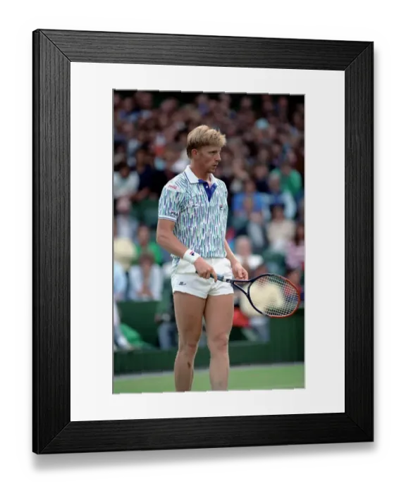 Framed Print : Wimbledon Tennis. Boris Becker Wearing Banned Shirt. June 1989 89-3895-017