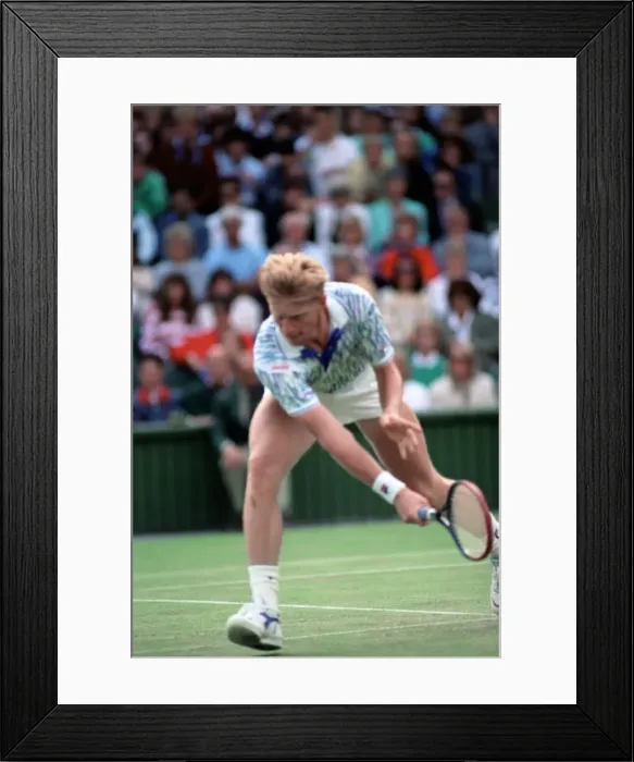 Framed Print : Wimbledon Tennis. Boris Becker Wearing Banned Shirt. June 1989 89-3895-028