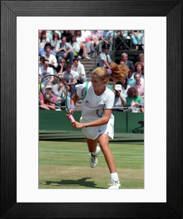 Framed Print : Wimbledon Tennis. Monica seles. Action. June 1989 89-3908-056