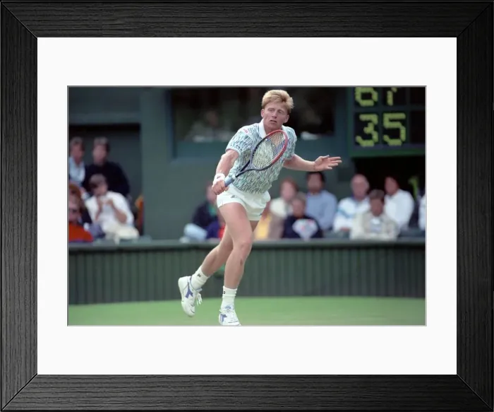 Framed Print : Wimbledon Tennis. Boris Becker Wearing Banned Shirt. June 1989 89-3895-019 Framed Print : Wimbledon Tennis. Boris Becker Wearing Banned Shirt. June 1989 89-3895-019