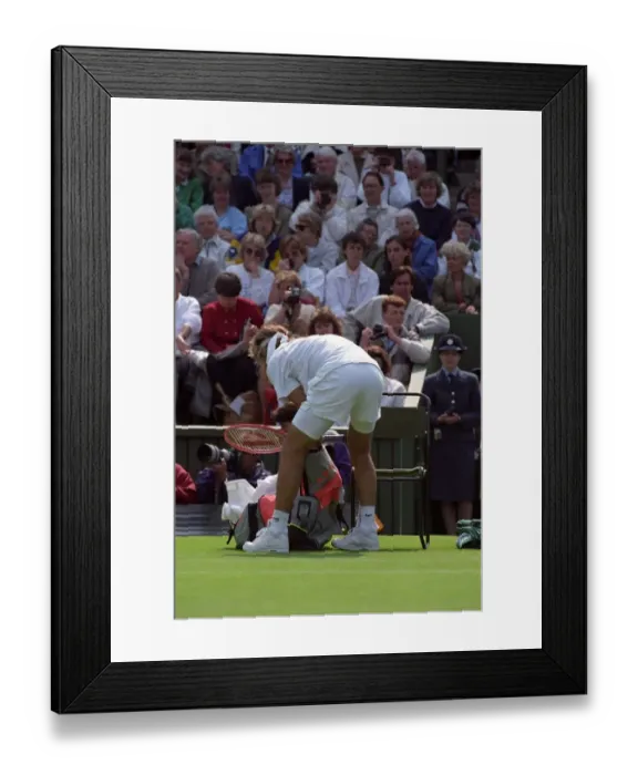 Framed Print : Wimbledon Tennis. Andre Agassi. June 1991 91-4091-168