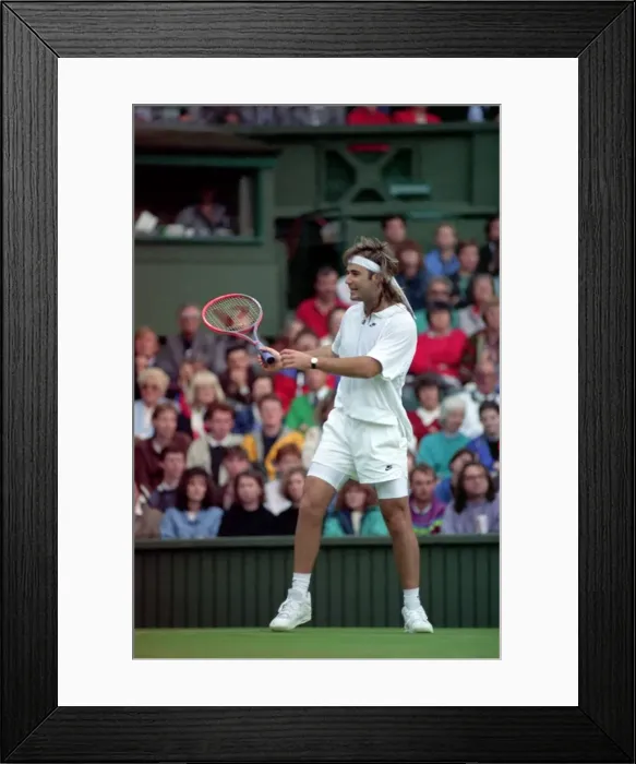 Framed Print : Wimbledon Tennis. Andre Agassi Training. June 1991 91-4091-222 Framed Print : Wimbledon Tennis. Andre Agassi Training. June 1991 91-4091-222