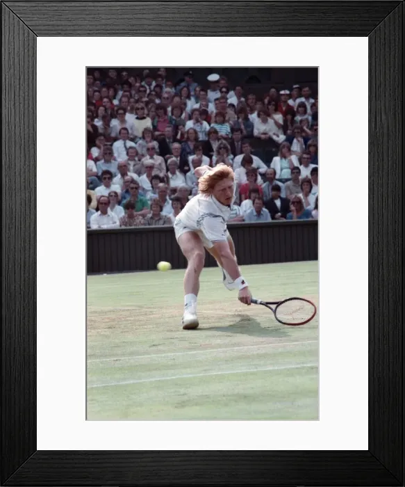 Framed Print : Wimbledon Tennis. Boris Becker v. Pat Cash. June 1988 88-3488-108 Framed Print : Wimbledon Tennis. Boris Becker v. Pat Cash. June 1988 88-3488-108