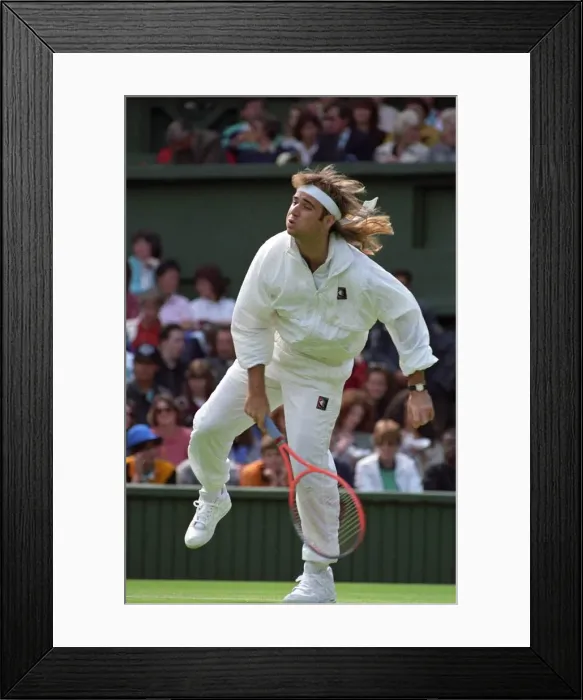 Framed Print : Wimbledon Tennis. Andre Agassi. June 1991 91-4091-154 Framed Print : Wimbledon Tennis. Andre Agassi. June 1991 91-4091-154