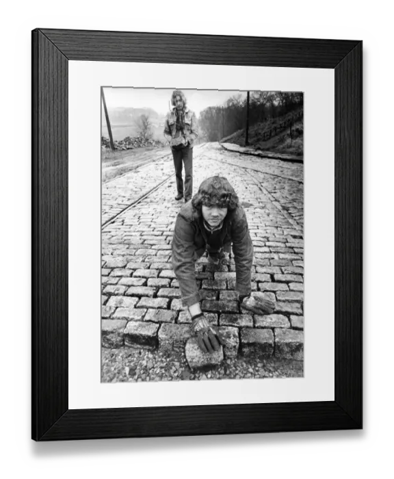 Framed Print : These young apprentices help lay the cobblestones in between the tram lines at Beamish Framed Print : These young apprentices help lay the cobblestones in between the tram lines at Beamish