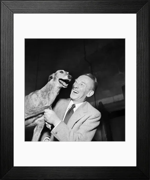 Framed Print : Comic actor Wilfred Pickles with Lassie'the greyhound. March 1952 C1229 Framed Print : Comic actor Wilfred Pickles with Lassie'the greyhound. March 1952 C1229