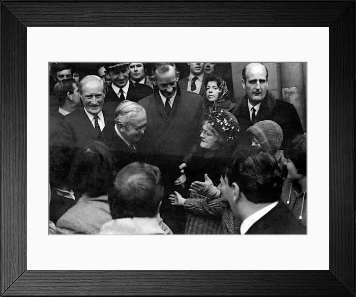 Framed Print : Prime Minister Harold Wilson seen here meeting the troops Framed Print : Prime Minister Harold Wilson seen here meeting the troops