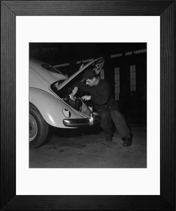 Framed Print : General views of the production line at the volkswagen factory producing Beetle cars in