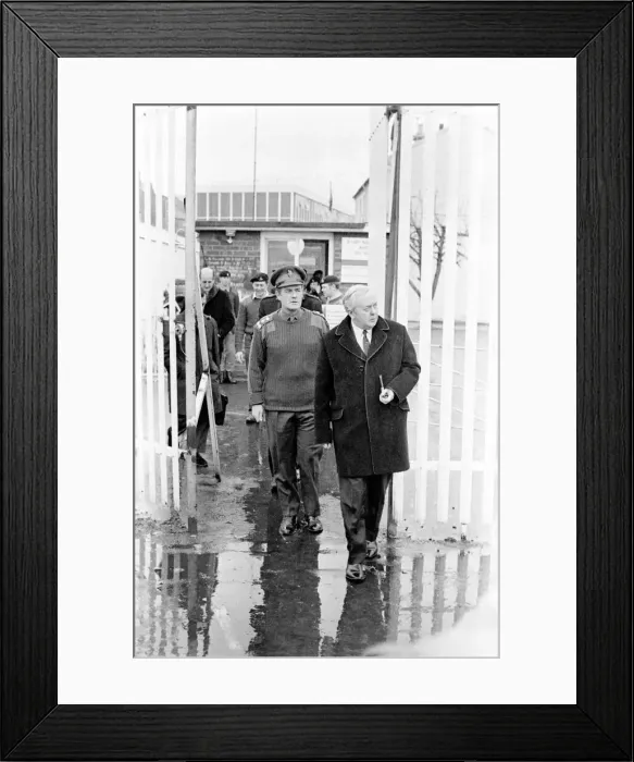 Framed Print : Northern Ireland November 1971, Prime Minister Harold Wilson seen here meeting the troops Framed Print : Northern Ireland November 1971, Prime Minister Harold Wilson seen here meeting the troops