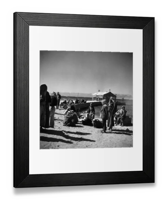 Framed Print : Men waiting by the quay for the ferry to arrive in Aqaba, trans Jordan