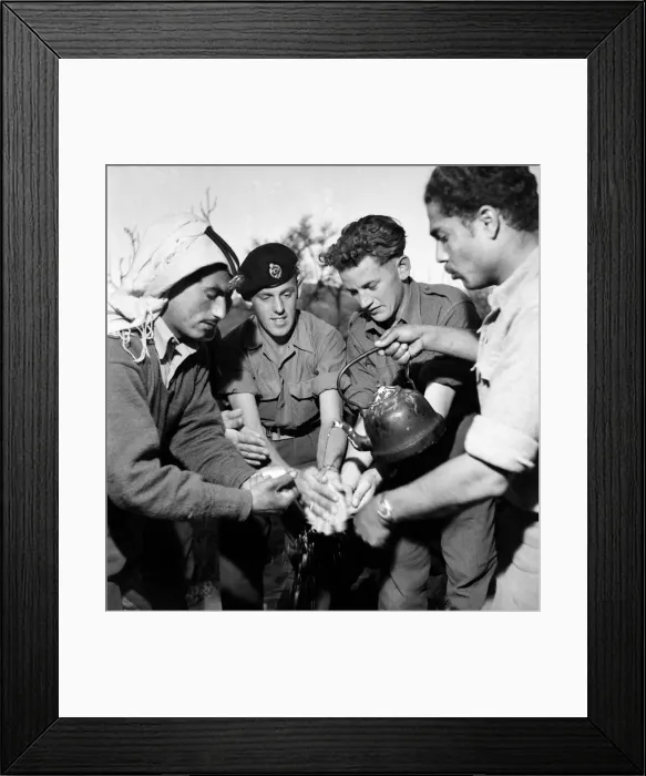 Framed Print : British soldiers and local Arab men enjoy a feast in Jordan. March 1952 C1287
