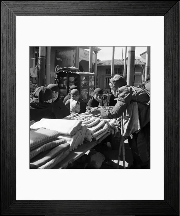 Framed Print : Traders at the Ladies Bazaar which opens every Friday in Nicosia, Cyprus
