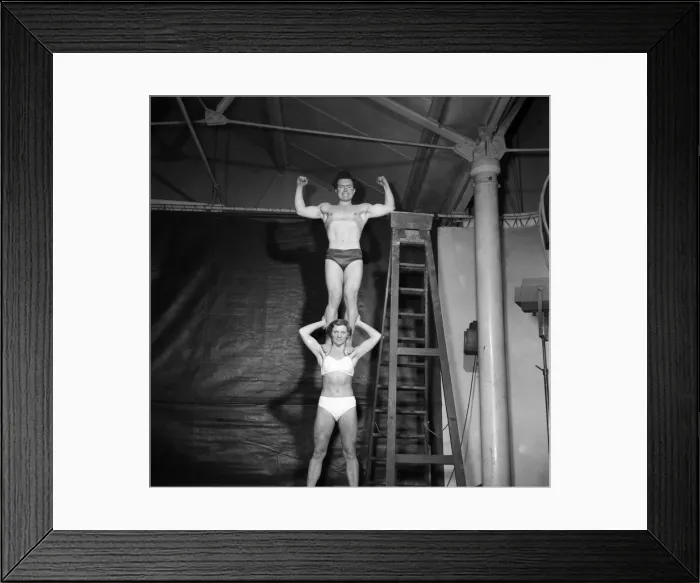 Framed Print : Strong Man Act. Brenda Armitage and Walter McCullan. March 1952 C1617 Framed Print : Strong Man Act. Brenda Armitage and Walter McCullan. March 1952 C1617