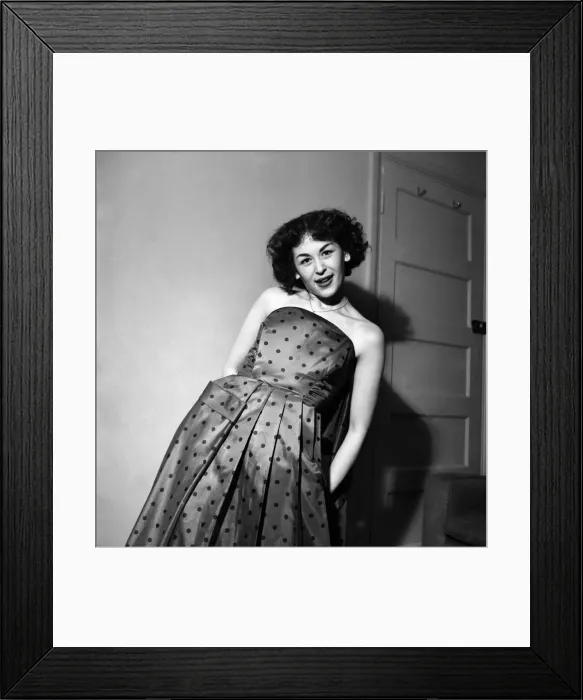 Framed Print : Woman in dress posing for the camera. March 1952 C1581-002 Framed Print : Woman in dress posing for the camera. March 1952 C1581-002