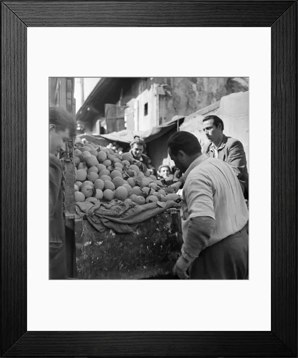Framed Print : Buying fruit at the local market in a town in Cyprus. March 1952 C1297