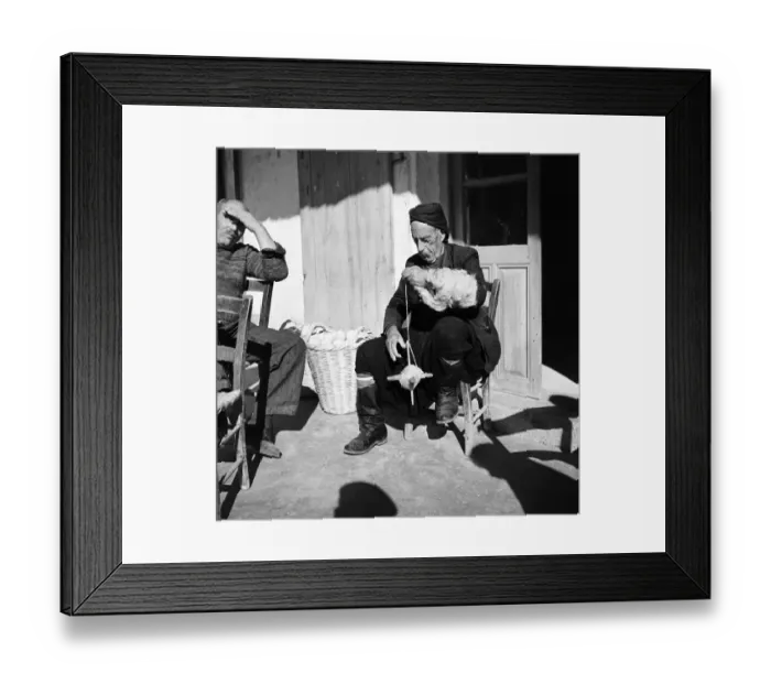 Framed Print : Old Greek Cypriot sitting in Greek cafe and making string an occupation many old man seem Framed Print : Old Greek Cypriot sitting in Greek cafe and making string an occupation many old man seem