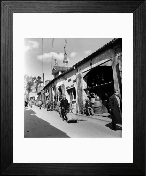 Framed Print : Busy street scene with local transporting their goods in a Cyprus town Framed Print : Busy street scene with local transporting their goods in a Cyprus town