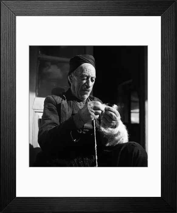 Framed Print : Closeup of man making string in Cyprus town. November 1952 C1103-001 Framed Print : Closeup of man making string in Cyprus town. November 1952 C1103-001