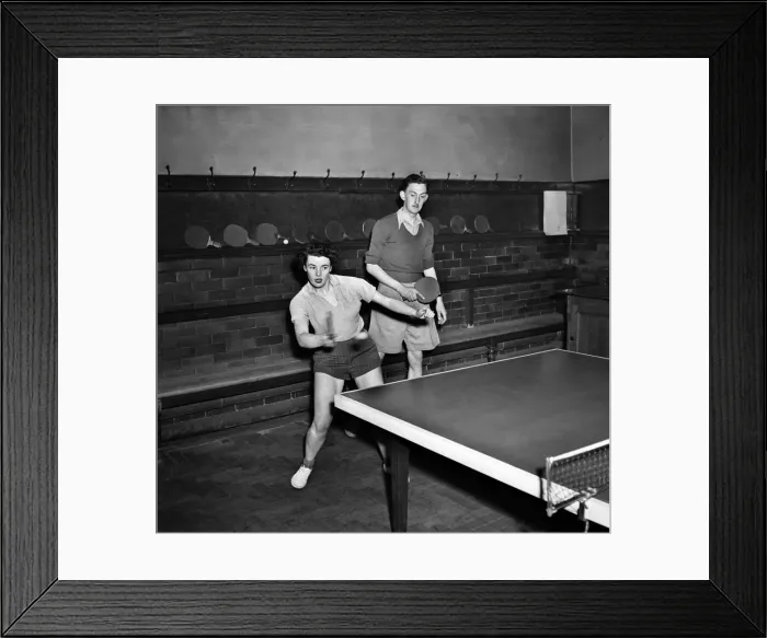 Framed Print : All England Police Table Tennis Championships. PC Derek Schofield and wife Joan in action Framed Print : All England Police Table Tennis Championships. PC Derek Schofield and wife Joan in action