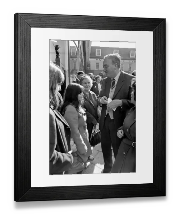Framed Print : Northern Ireland Secretary Willie Whitelaw seen here talking to shoppers in Londonderry Framed Print : Northern Ireland Secretary Willie Whitelaw seen here talking to shoppers in Londonderry