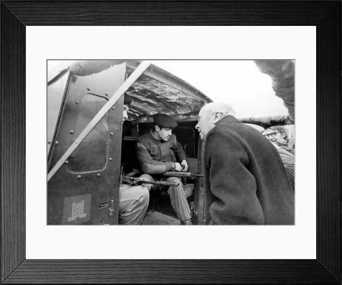 Framed Print : Northern Ireland November 1971, Prime Minister Harold Wilson seen here meeting the troops Framed Print : Northern Ireland November 1971, Prime Minister Harold Wilson seen here meeting the troops
