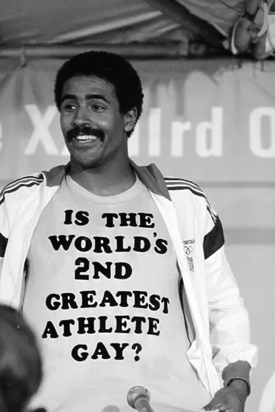 Los Angeles 1984 Olympic Games Daley Thompson Decathlon Athlete wearing tshirt with