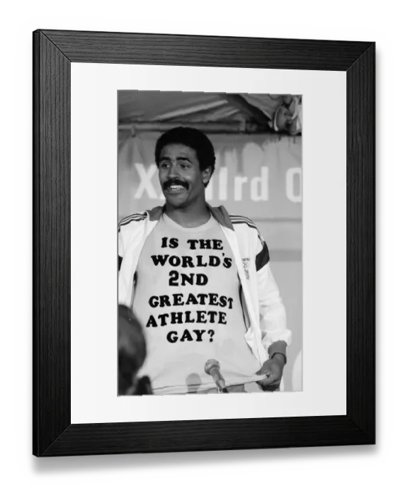 Framed Print : Los Angeles 1984 Olympic Games Daley Thompson Decathlon Athlete wearing tshirt with