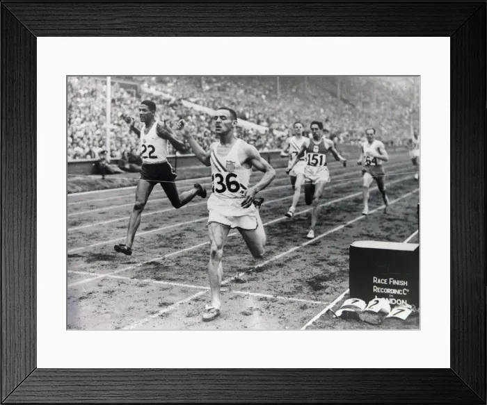 Framed Print : Malvin Whitfield wins the 800 metre final at the 14th Olympic Games in London, England Framed Print : Malvin Whitfield wins the 800 metre final at the 14th Olympic Games in London, England