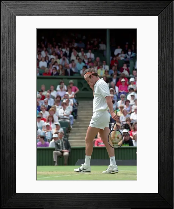 Framed Print : Wimbledon Tennis. A distraught John McEnroe losing to Stefan Edberg Framed Print : Wimbledon Tennis. A distraught John McEnroe losing to Stefan Edberg