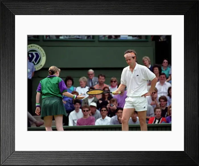 Framed Print : Wimbledon Tennis. A distraught John McEnroe losing to Stefan Edberg Framed Print : Wimbledon Tennis. A distraught John McEnroe losing to Stefan Edberg