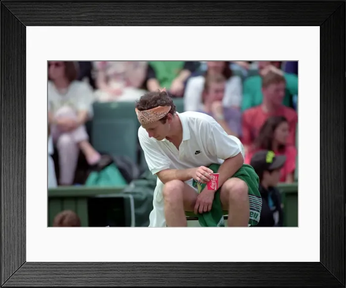 Framed Print : Wimbledon Tennis. John McEnroe (With Eric Crapton Watching). July 1991 91-4197-004 Framed Print : Wimbledon Tennis. John McEnroe (With Eric Crapton Watching). July 1991 91-4197-004