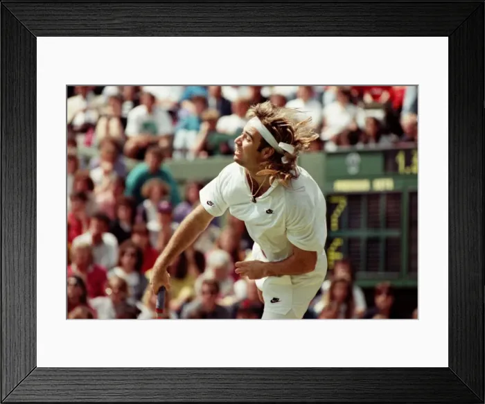 Framed Print : Wimbledon Tennis. Andre Agassi. July 1991 91-4178-077
