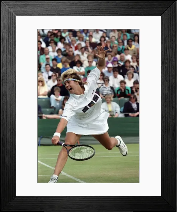 Framed Print : Wimbledon Tennis. Brenda Schutz in action. July 1991 91-4184-033
