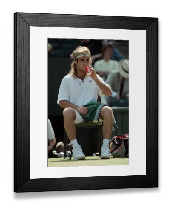 Framed Print : Wimbledon Tennis. Andre Agassi During a Break. July 1991 91-4261-004