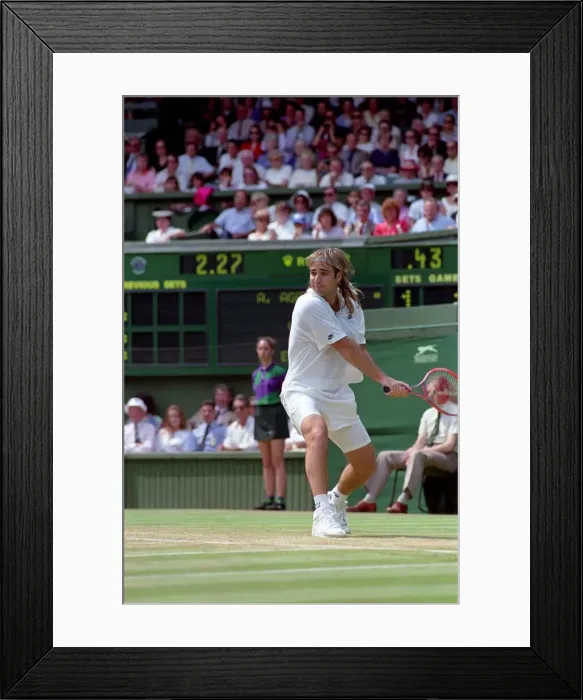 Framed Print : Wimbledon Tennis. Andre Agassi in action. July 1991 91-4218-036