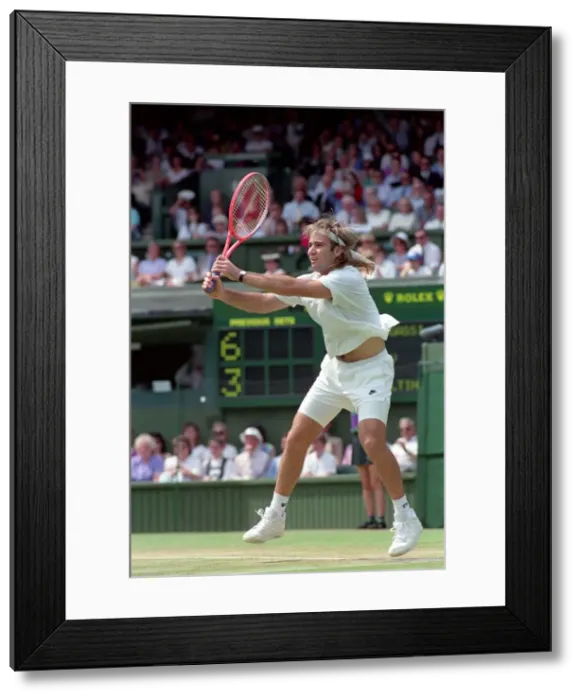 Framed Print : Wimbledon Tennis. Andre Agassi in action. July 1991 91-4218-032