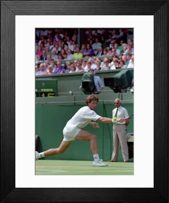 Framed Print : Wimbledon Tennis. Andre Agassi in action. July 1991 91-4218-014 Framed Print : Wimbledon Tennis. Andre Agassi in action. July 1991 91-4218-014