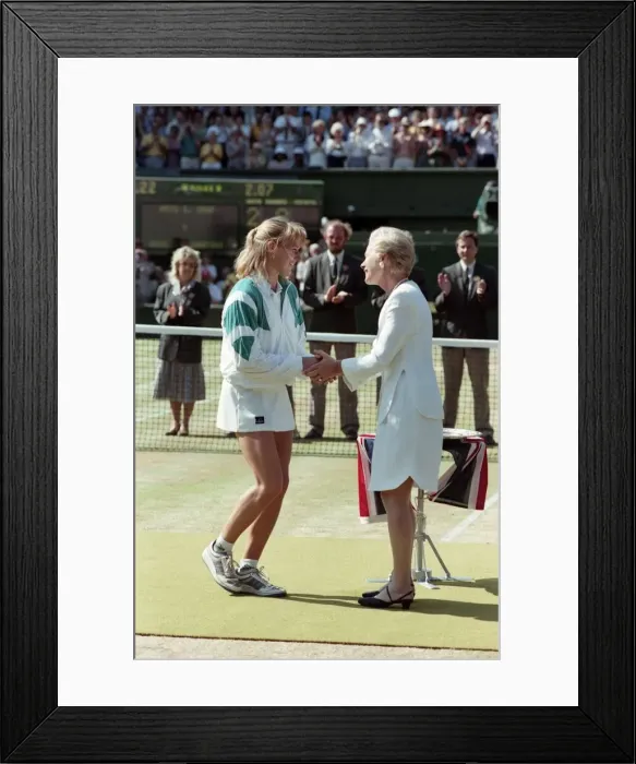 Framed Print : Wimbledon Ladies Final. Winners Trophy presented to Steffi Graf by Duchess of Kent After Framed Print : Wimbledon Ladies Final. Winners Trophy presented to Steffi Graf by Duchess of Kent After