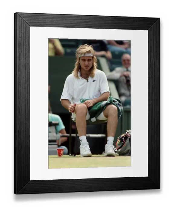 Framed Print : Wimbledon Tennis. Andre Agassi. July 1991 91-4261-115 Framed Print : Wimbledon Tennis. Andre Agassi. July 1991 91-4261-115