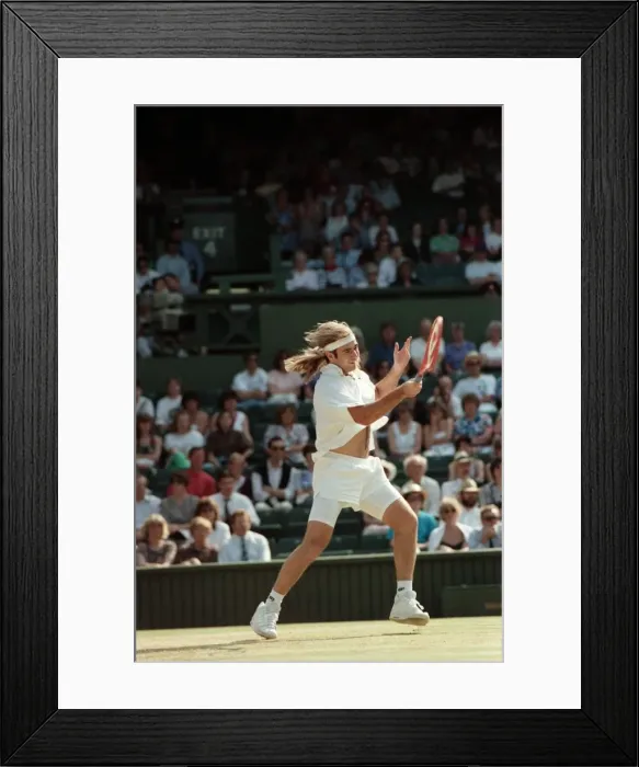Framed Print : Wimbledon Tennis. Men s: Andre Agassi v. David Wheaton Framed Print : Wimbledon Tennis. Men s: Andre Agassi v. David Wheaton
