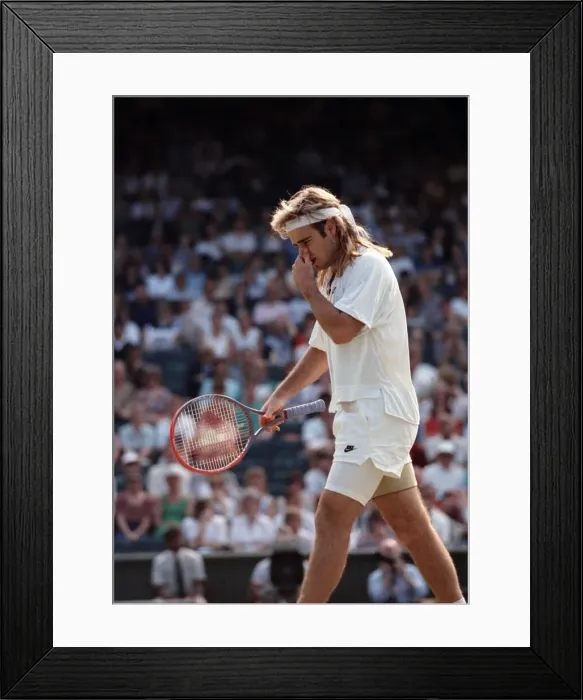 Framed Print : Wimbledon Tennis. Men s: Andre Agassi v. David Wheaton Framed Print : Wimbledon Tennis. Men s: Andre Agassi v. David Wheaton