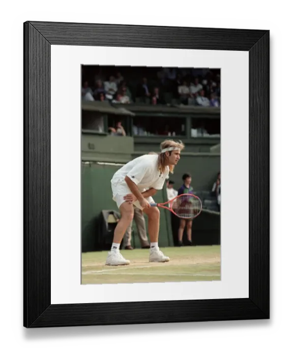 Framed Print : Wimbledon Tennis. Men s: Andre Agassi v. David Wheaton Framed Print : Wimbledon Tennis. Men s: Andre Agassi v. David Wheaton