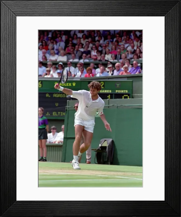 Framed Print : Wimbledon Tennis. Andre Agassi in action. July 1991 91-4218-016 Framed Print : Wimbledon Tennis. Andre Agassi in action. July 1991 91-4218-016