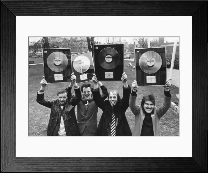 Framed Print : Lindisfarne receive their first platinum disc for the 1971 album Fog on the Tyne Framed Print : Lindisfarne receive their first platinum disc for the 1971 album Fog on the Tyne