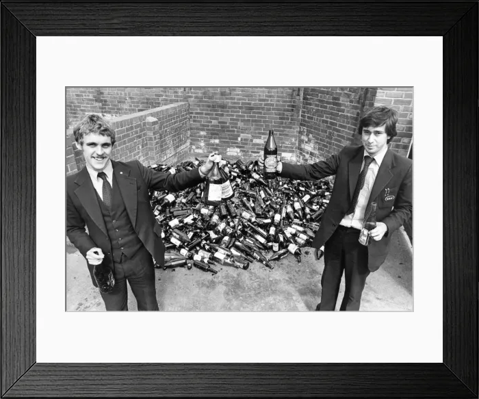Framed Print : Some of the bottles at the councils Wallsend depot after people used some of Framed Print : Some of the bottles at the councils Wallsend depot after people used some of