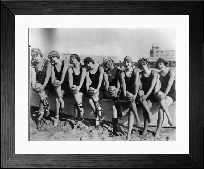 Framed Print : Clothing Beach Old: How it all began. Early film Bathing Belles Framed Print : Clothing Beach Old: How it all began. Early film Bathing Belles