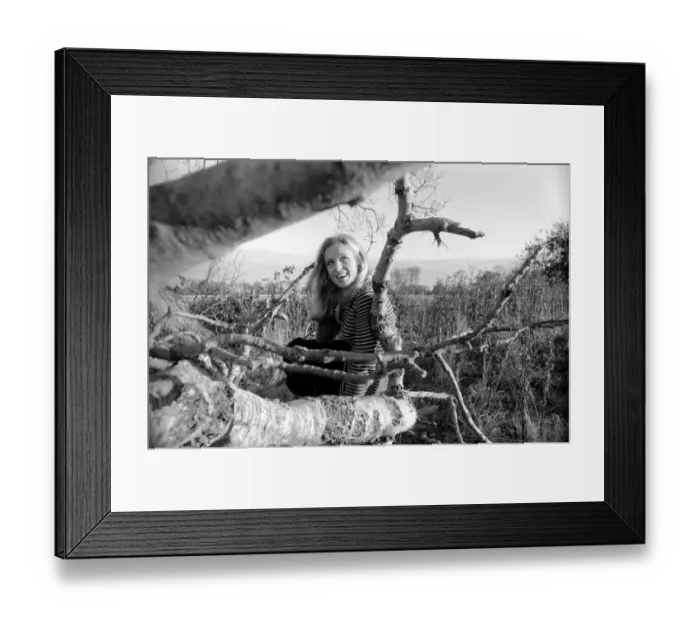 Framed Print : Woman taking a walk out in the countryside. December 1969 Z11760-010