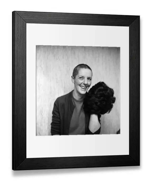 Framed Print : Woman with a bald head, with her wig. November 1969 Z11155-003 Framed Print : Woman with a bald head, with her wig. November 1969 Z11155-003
