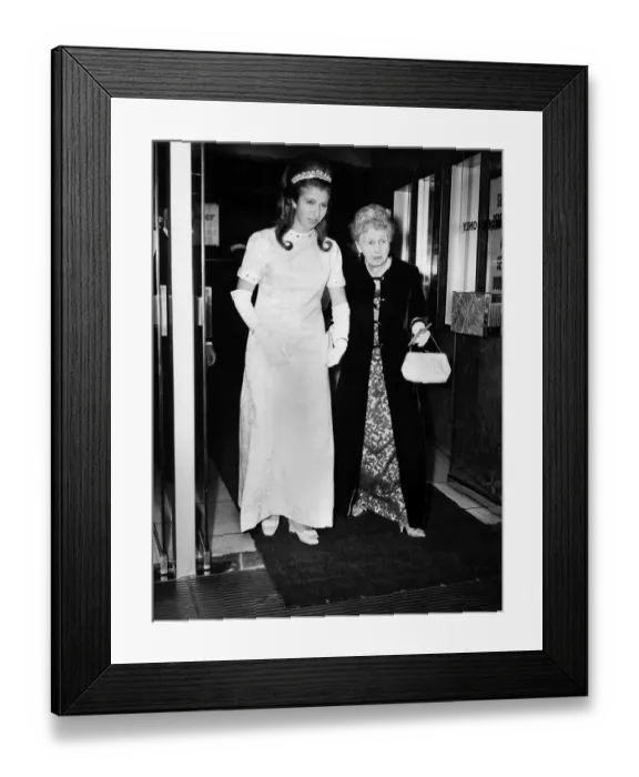 Framed Print : A Royal night at the cinema. (Left to right) Princess Anne